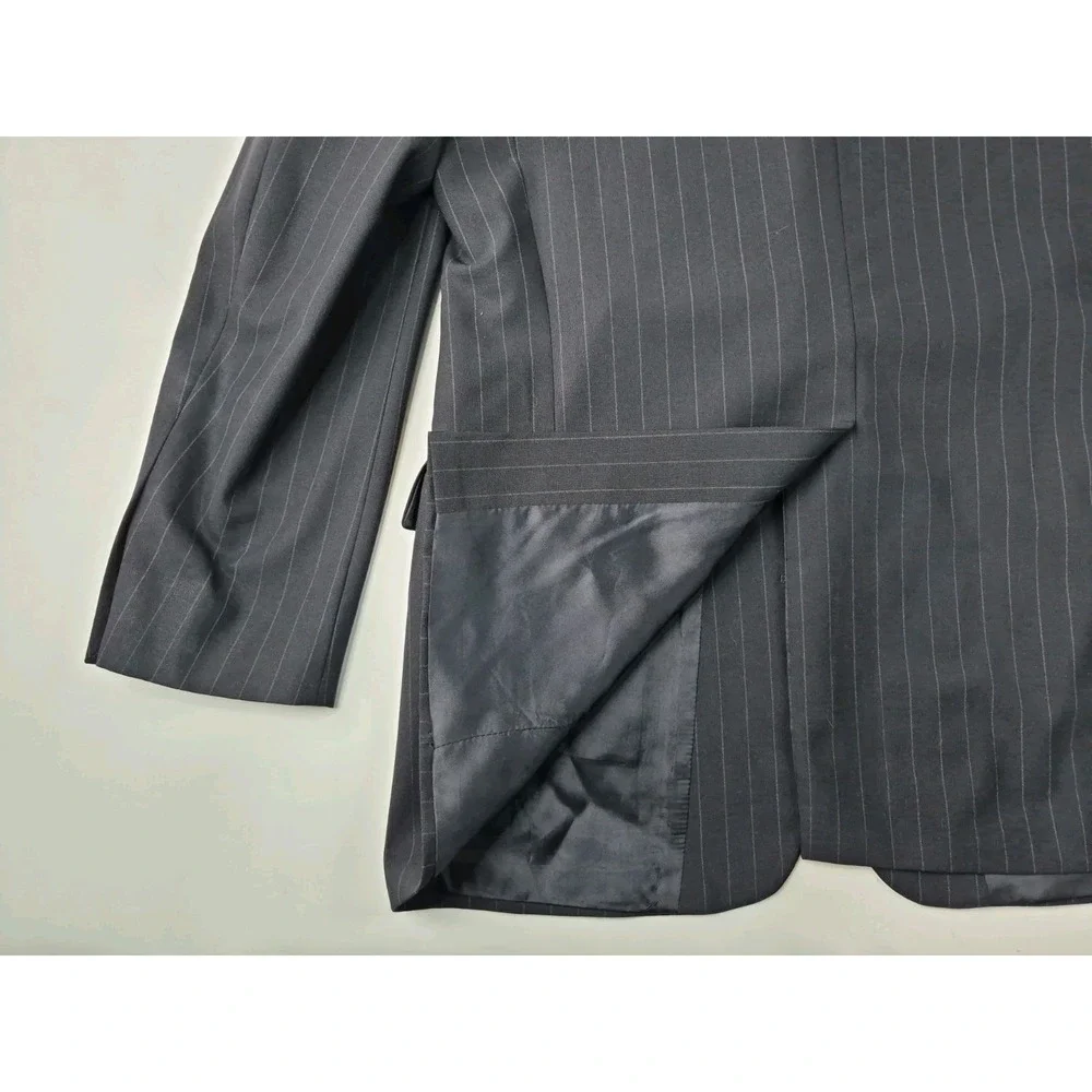 Brooks Brothers Mens Sport Coat 41L Midnight Blue Pinstripe Wool 2 Button Blazer